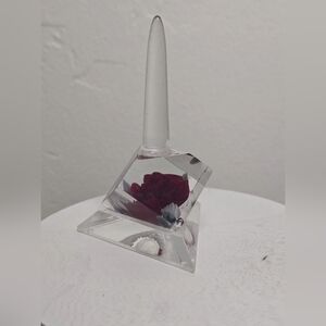 Vintage Lucite Red Rose Ring Holder *Read Details